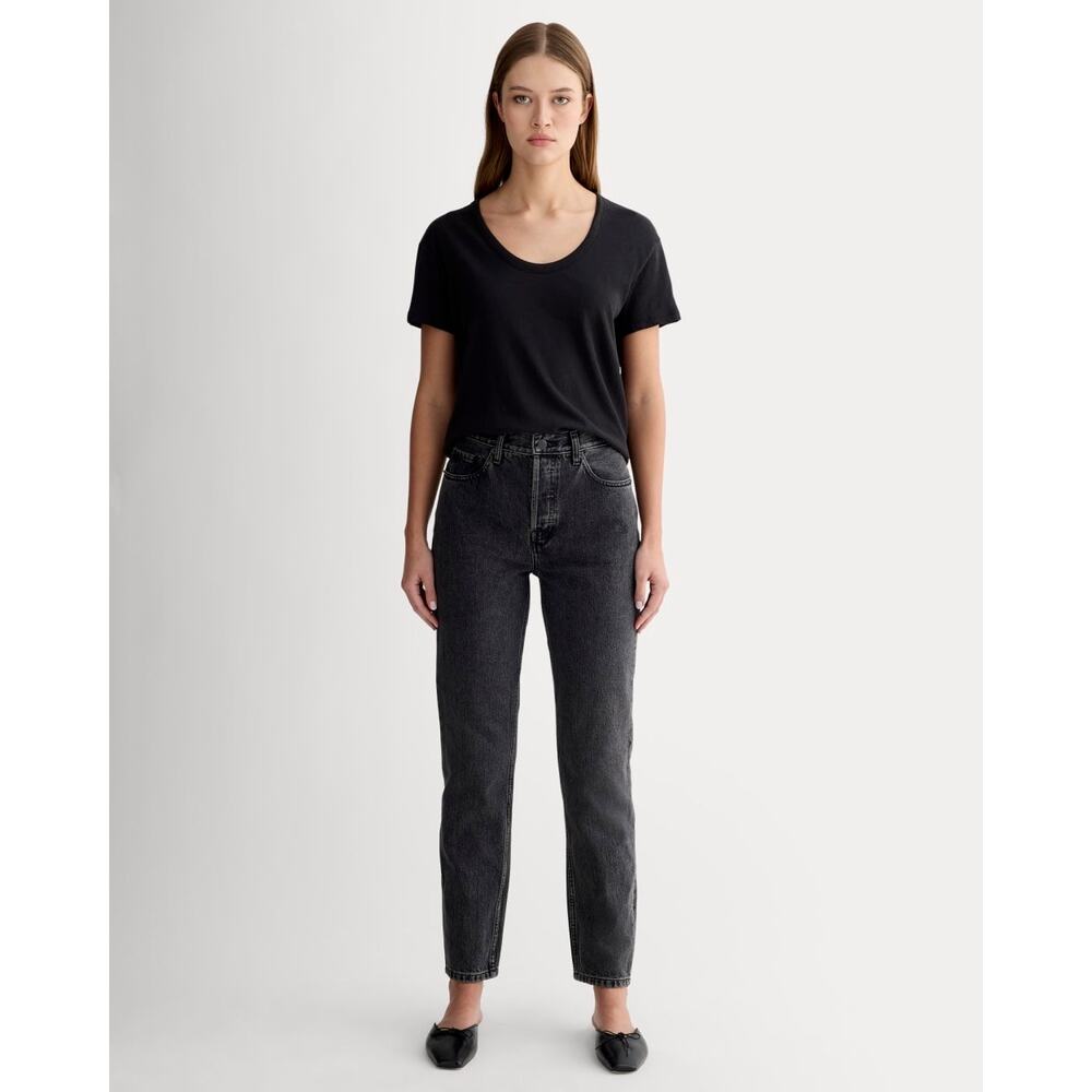 NEW Everlane 90s Cheeky Jean High Rise‎ Straight Leg Rigid Black Denim Size 30